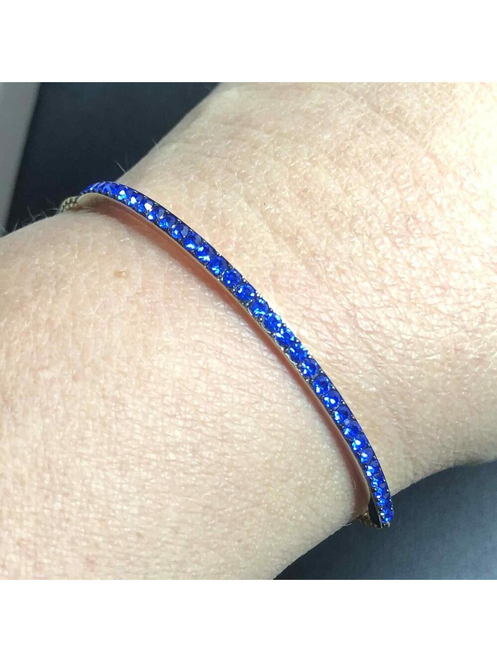 6335 Michael Kors goldtone Brilliance Blue crystal slider adjustable Bracelet